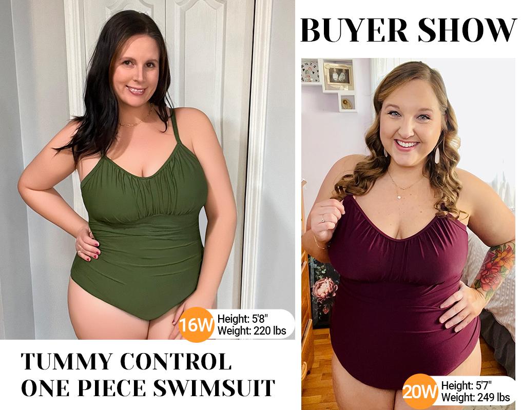 Aqua Eve Plus Size Swimsuit for Women Tummy Control One Piece Bathing Suit Vintage Swimwear Black