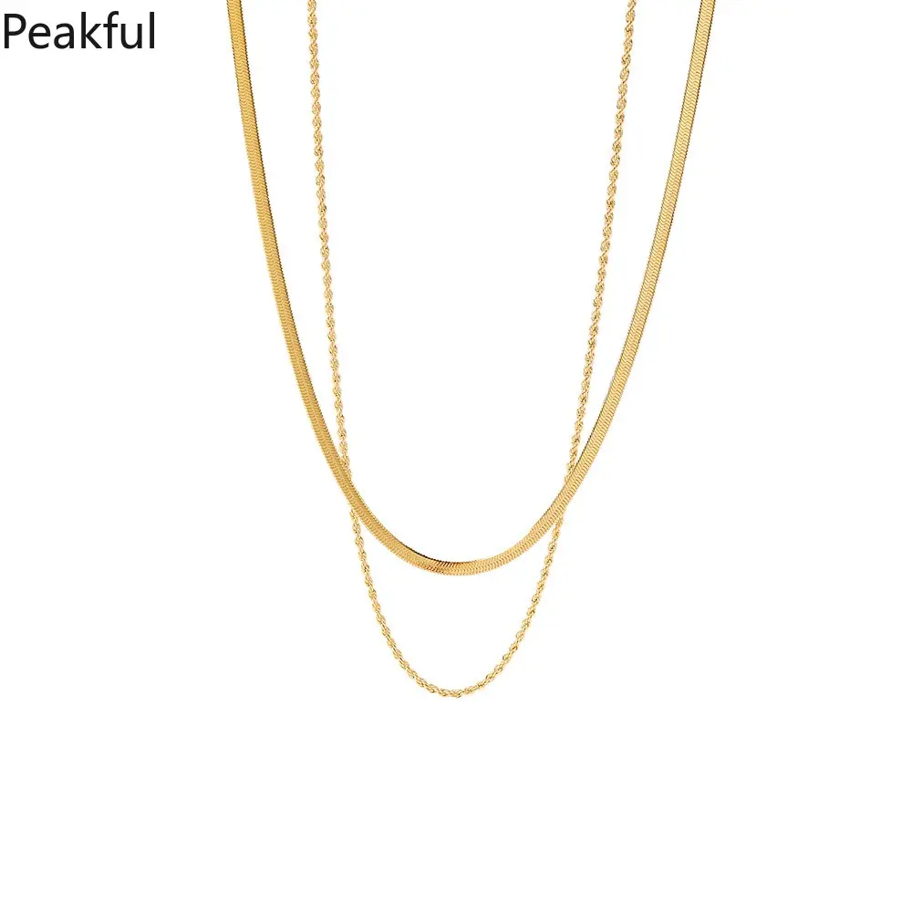 Vintage Blade & Twisted Chain Necklace, Double-Layer Stainless Steel Flat Snake Chain, Ins Style Geometric Hip Hop Choker for Women Men, Durable Tarnish-Free Daily Jewelry