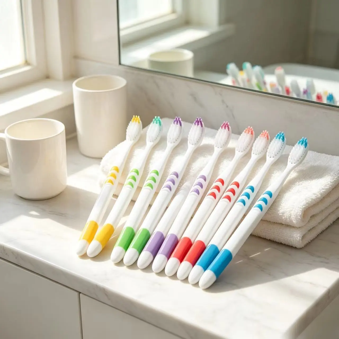 Adult Manual Toothbrush, 20-Pack, Medium Hard Nylon Bristles, Colorful Handle, Durable Plastic, Ideal for Travel, Camping, Home Use