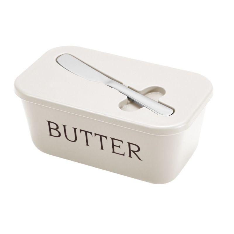 Sealed Butter Box with Lid, Stainless Steel Knife Included, Plastic Butter Tray Container for Counter & Fridge Door Organizer, Food Storage Containers