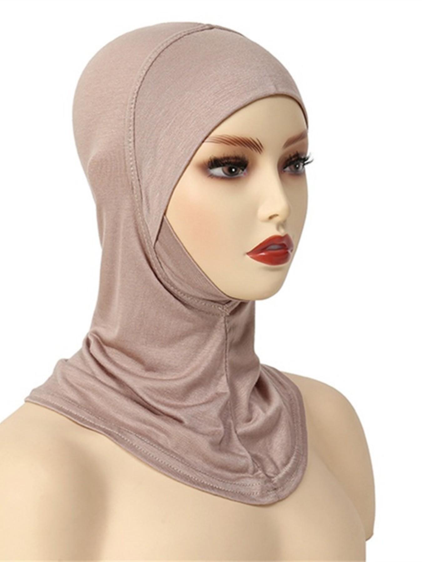 1pc Women's Inner Cap Underscarf Hijab Cap Turban Hat, Fashionable Solid Color Chin Elastic Head Cap & Neck Scarf for Comfort