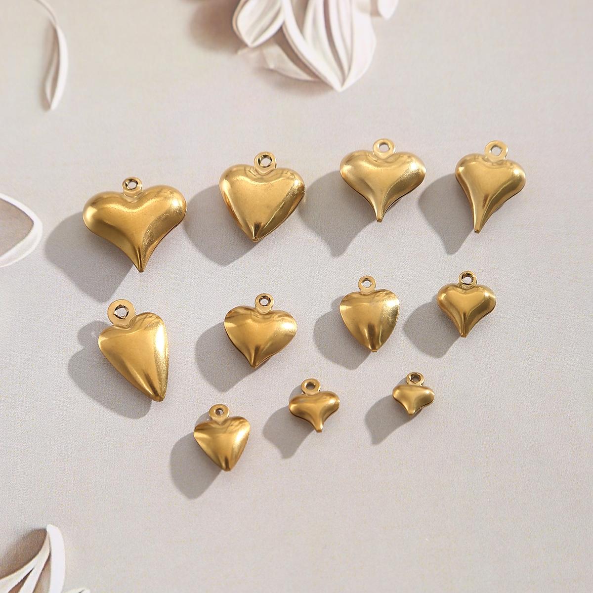 20pcs Stainless Steel Heart Pendants, DIY Jewelry Making Supplies, Necklace Bracelet Accessories, All Seasons