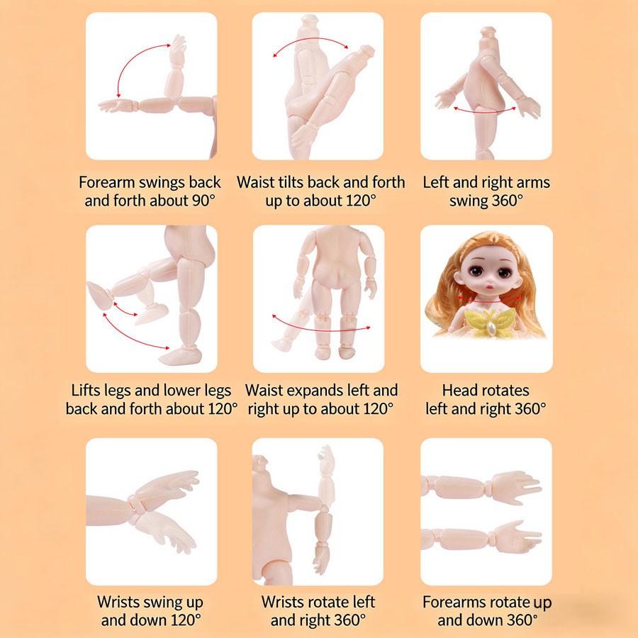 Barbie Doll 17cm Tall Multi-Jointed Interchangeable Parts Girl Figurine Princess Gift Box Kids Toy Tabletop Decoration