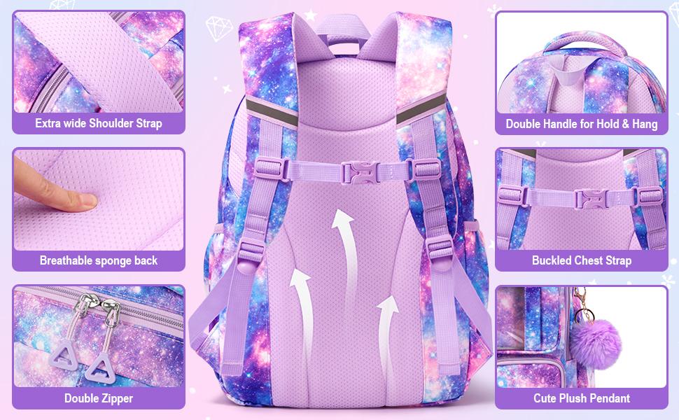 Fimibuke 3-in-1 School Backpack Set, Waterproof Bookbag with Lunch Bag & Pencil Case, Lightweight for School Girls Boys