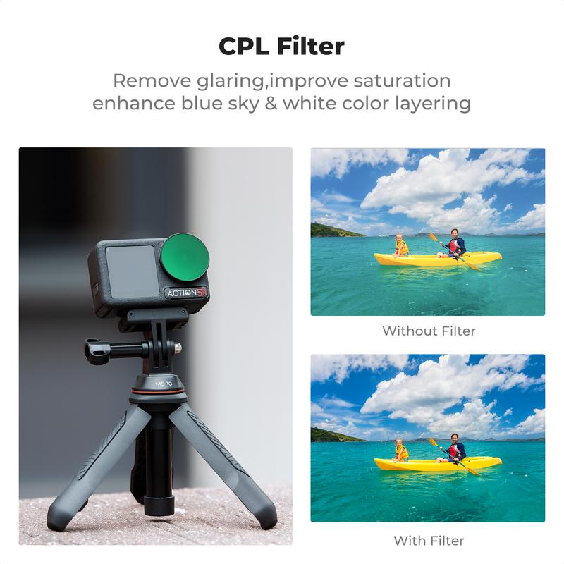 K&F Concept ND PL Filter Kit Compatible with DJI Osmo Action 5 Pro/Osmo Actioin 4, 4 Pack CPL ND8 ND16 ND32 Screw On Polarizing Neutral Density Filter, HD Optical Glass/Multi-Coated/Metal Frame