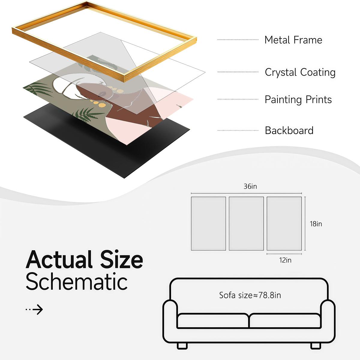 3 Counts Aluminum Alloy Framed Painting, Abstract Women Portrait Art Pictures, Home Decoration For Living Room, Bedroom, Office, Restaurant, Hallway Wall Decor, Odorless Print Artwork, Luxury Perfect Gift For Friends And Family