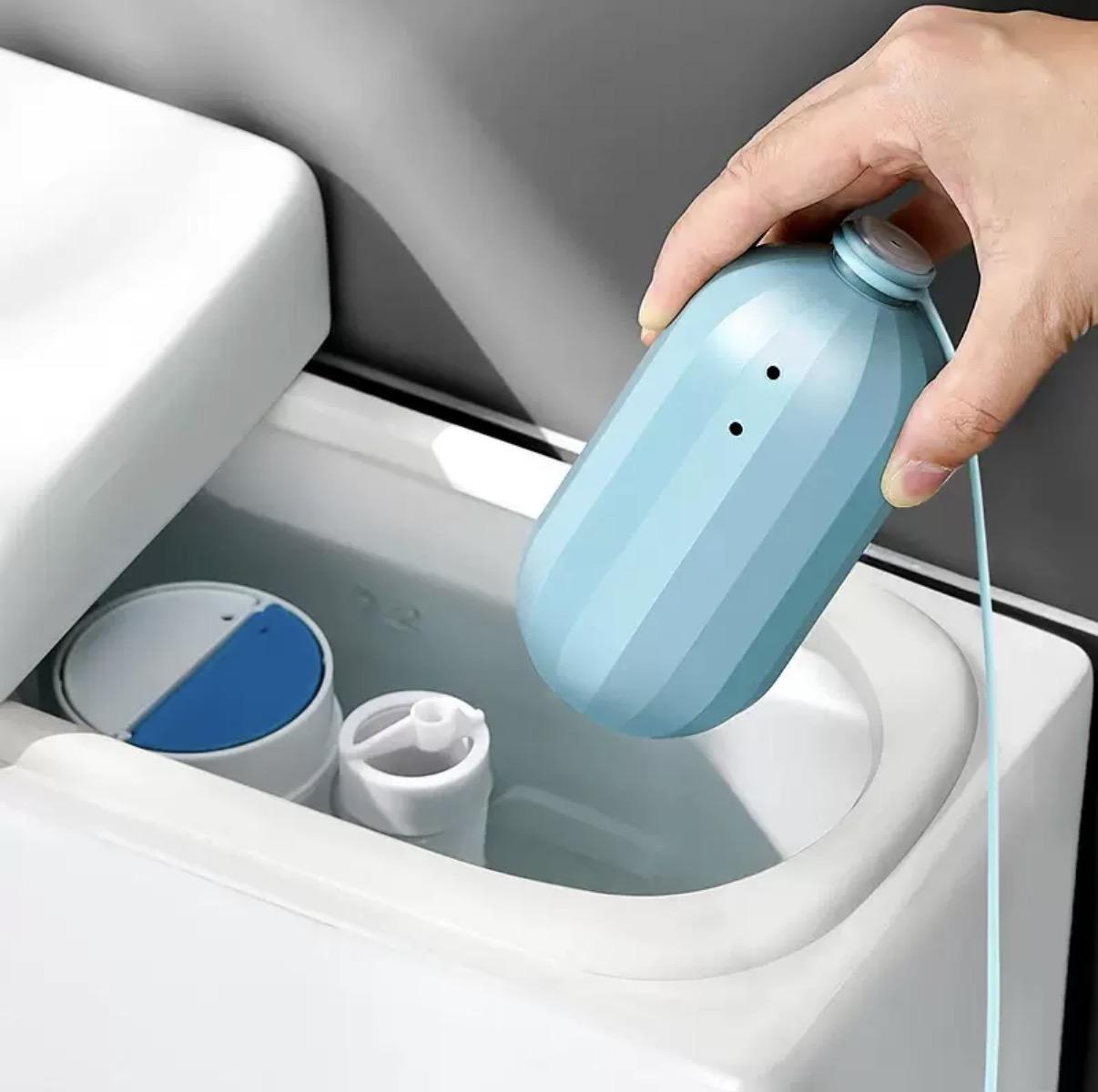 Blue Fresh Water Scented Household Toilet Odor Eliminator Cleaner, No Wiping Required, Liquid Form, Effective Smell Remover for Toilets