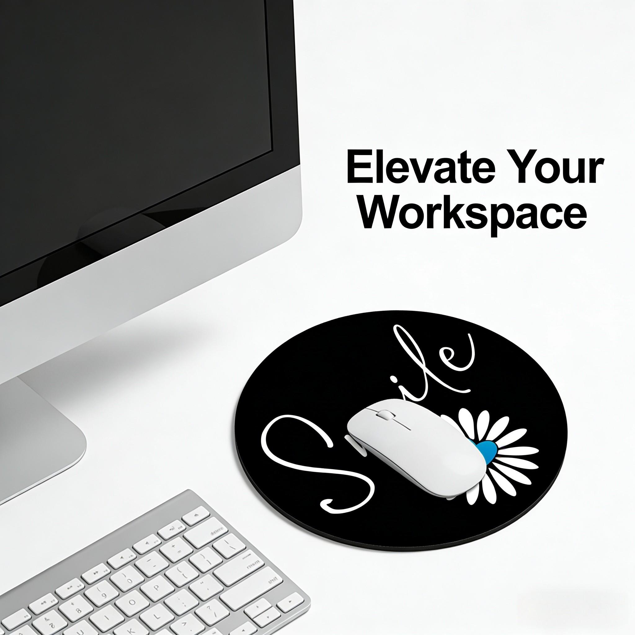 Fashionable Small Daisy Round Mouse Pad, Non-Slip Rubber Base, Gaming & Office Use, 7.87 Inch, Gift for Girls & Women