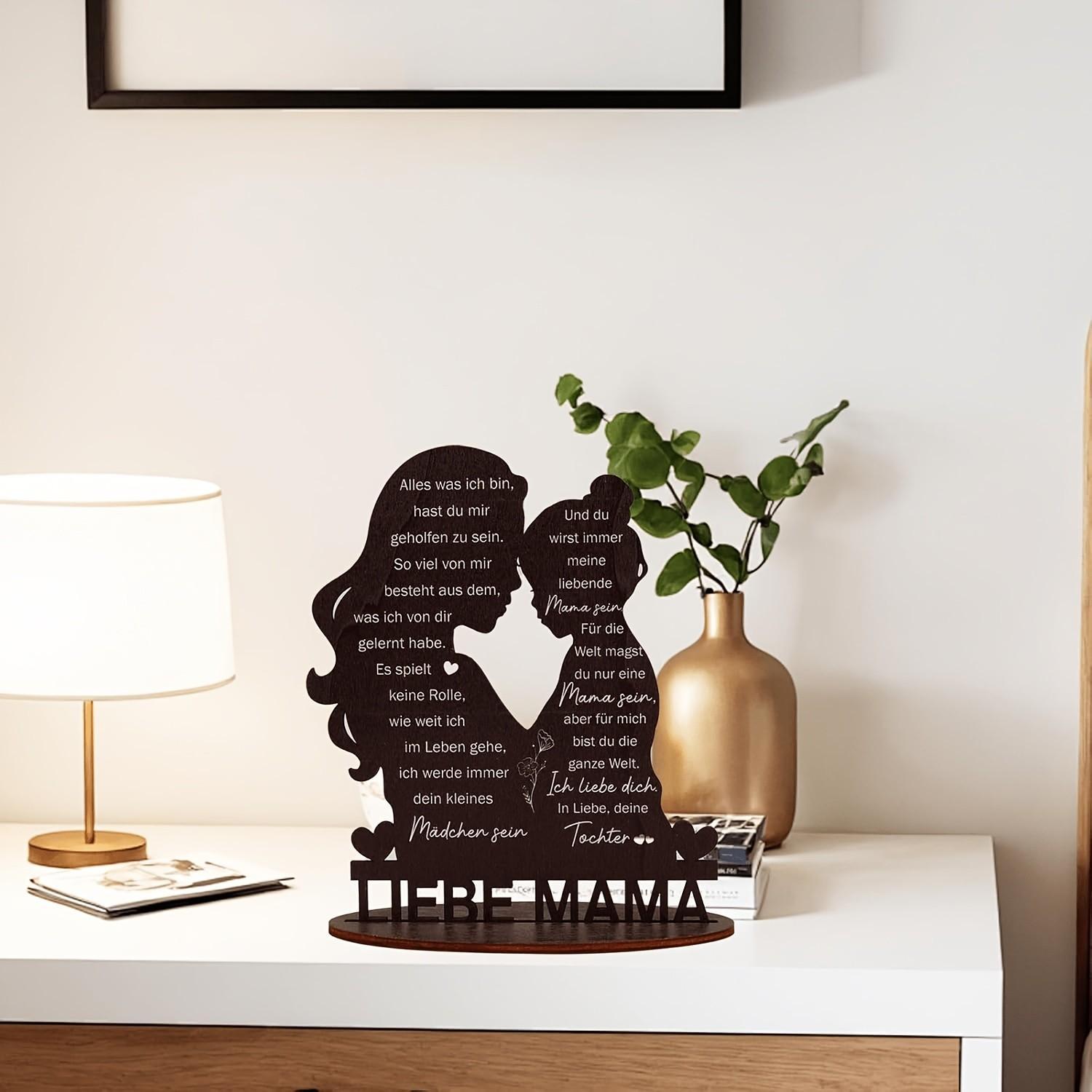 2D Plane Mother-Daughter Gift, Mom Birthday Gift, Love Mom Wooden Sign, Daughter's Gift for Mom, Christmas Calendar