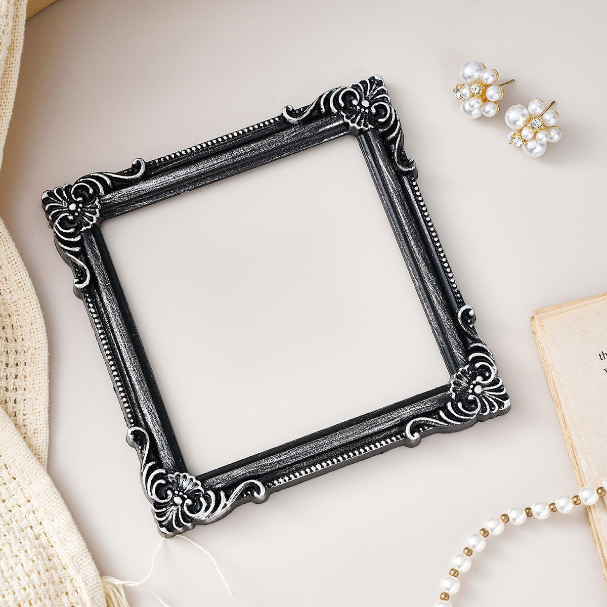 French Silver-Trimmed Mini Frame, Resin Desktop Decor, DIY Craft Accessory, Home Decoration, Wedding, Party, Holiday Decor