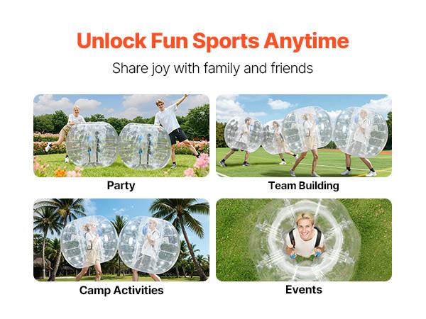 VEVOR Inflatable Bumper Ball 1-Pack, 5FT/1.5M Body Sumo Zorb Balls for Teen Adult, 0.8mm Thick PVC Human Hamster Bubble Balls for Outdoor Team Gaming Play, Bumper Bopper Toys for Garden, Yard, Park