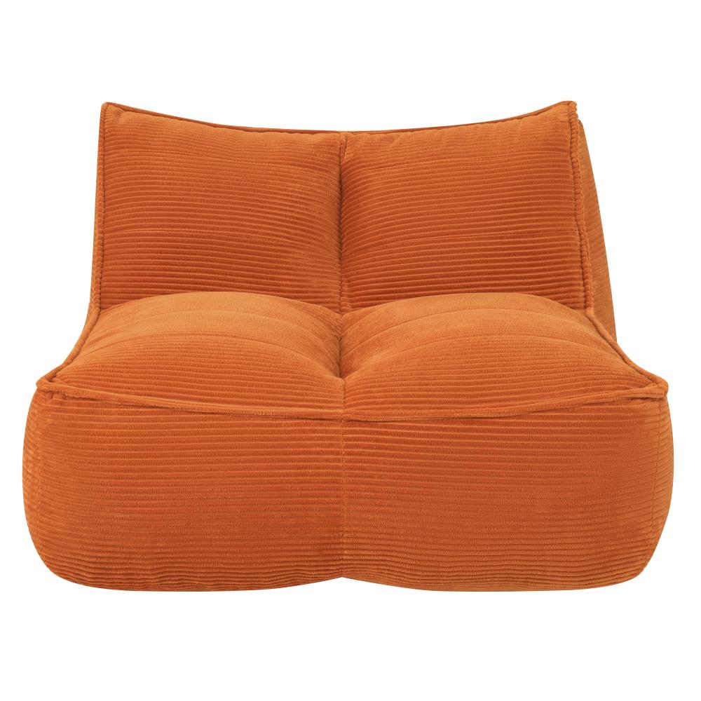 Modern Togo Caterpillar 1-Person Casual Rectangle Mini Sofa for Adults, 35.00x40.00x28.00 inches (35x40x28"), Corduroy Fabric, 40 lbs Slouchy Lazy Couch, No Assembly Required, Cozy Living Room-Bedroom Sofa, Orange, 30 Days for Quality Issues