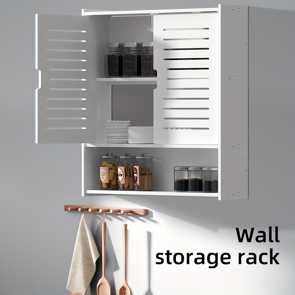 Three-Tier Double Door Bathroom Storage Rack, Wall-Mounted Multi-Functional Cabinet, Suitable for Bathroom/kitchen/office, Three-Layer Design