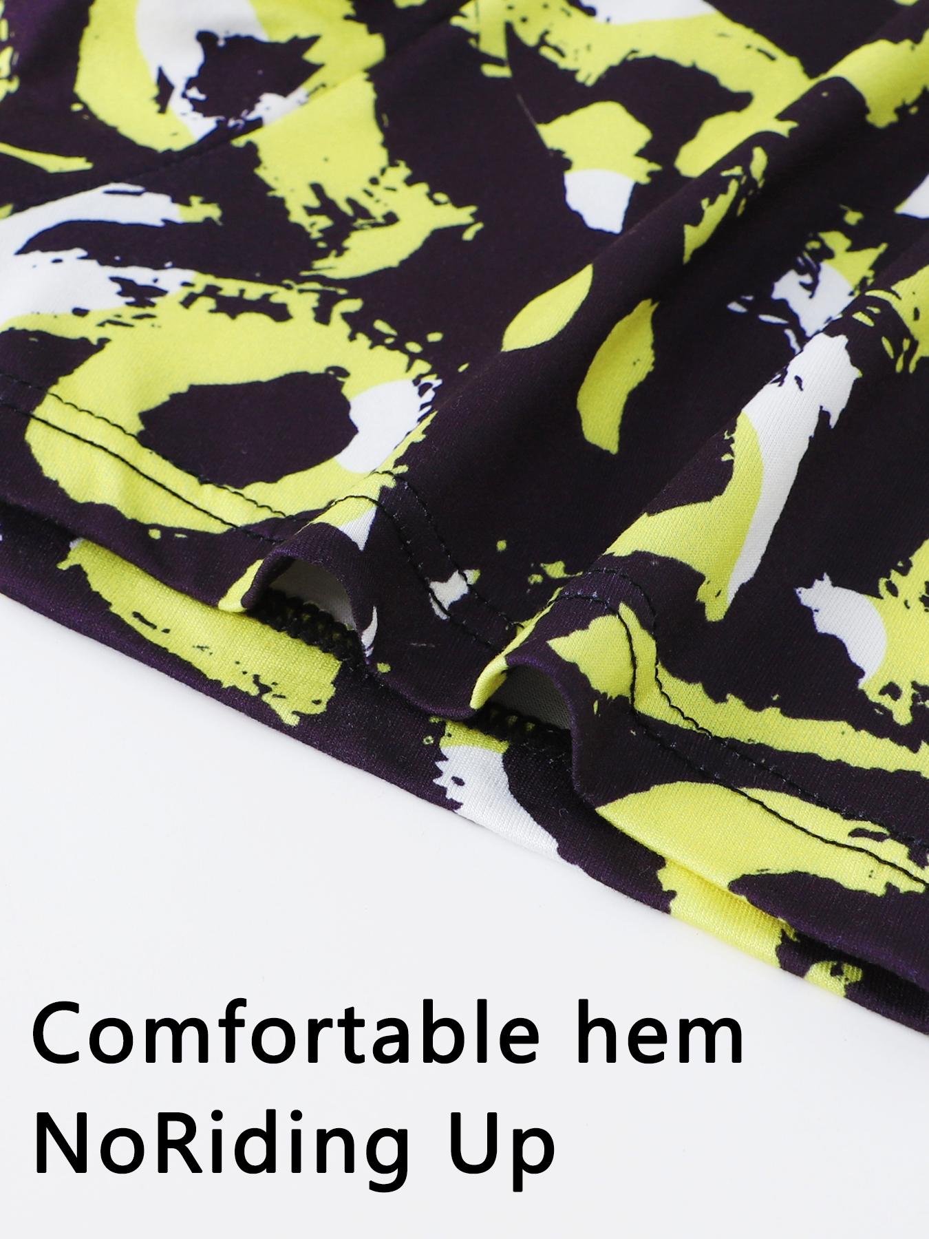 4-piece men's trendy printed boxer briefs, comfortable and breathable, with stylish color-blocked waistband