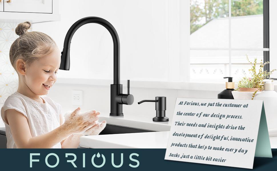 FORIOUS Soap Dispenser for Kitchen Sink, Built in Sink Soap Dispenser, 500ML/18OZ Bottle, Lotion Dispenser for Kitchen Sink Built in Refill