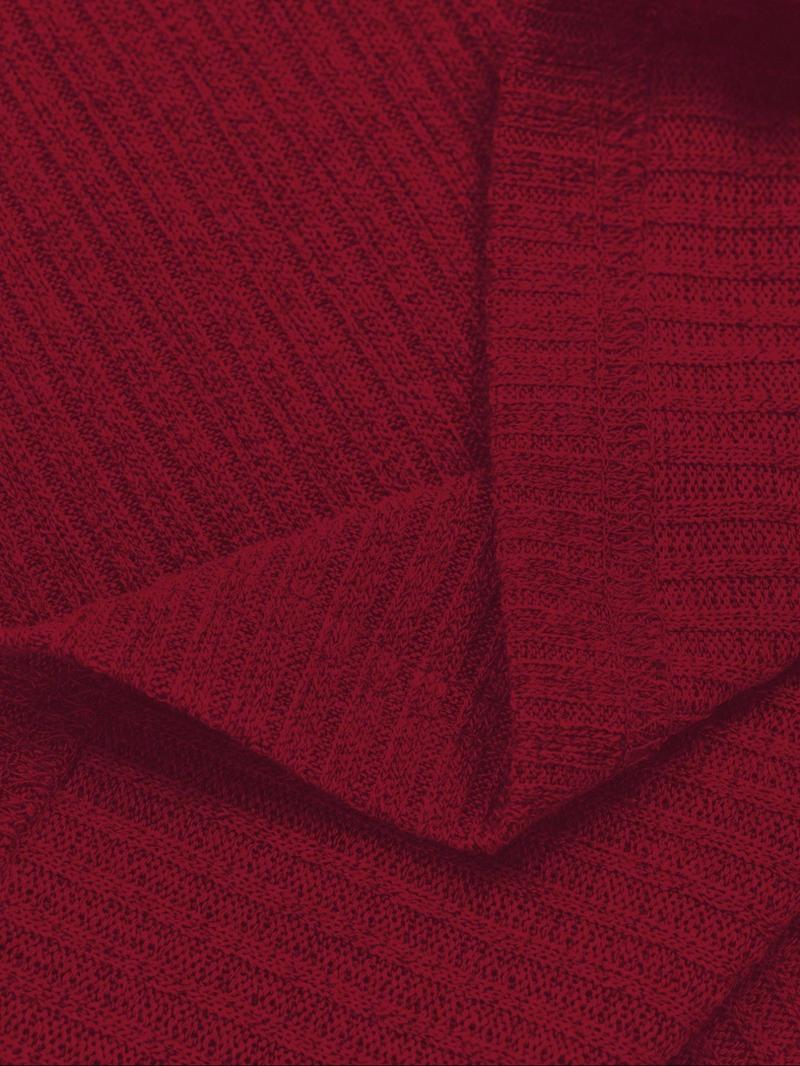 Men's High Neck Pullover Sweater, Solid Color Striped Long Sleeve T-Shirt, Casual Fitted Fit for Fall & Winter Seasons