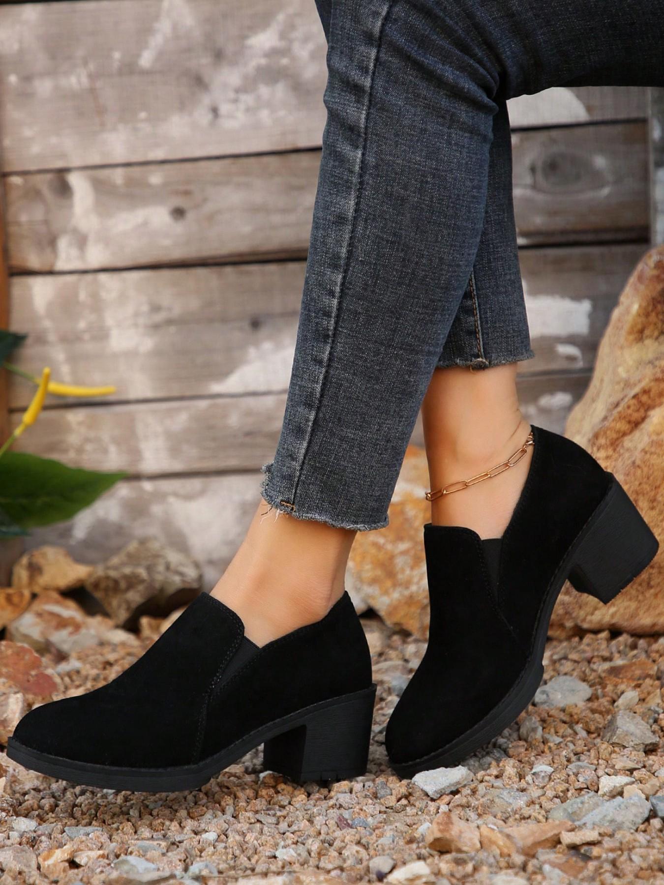 Women's Solid Color Thick Heeled Rubber Boots, New Style Casual Fashionable Round Toe Boots for Daily Wear, Comfortable Women's Shoes for Daily Wear