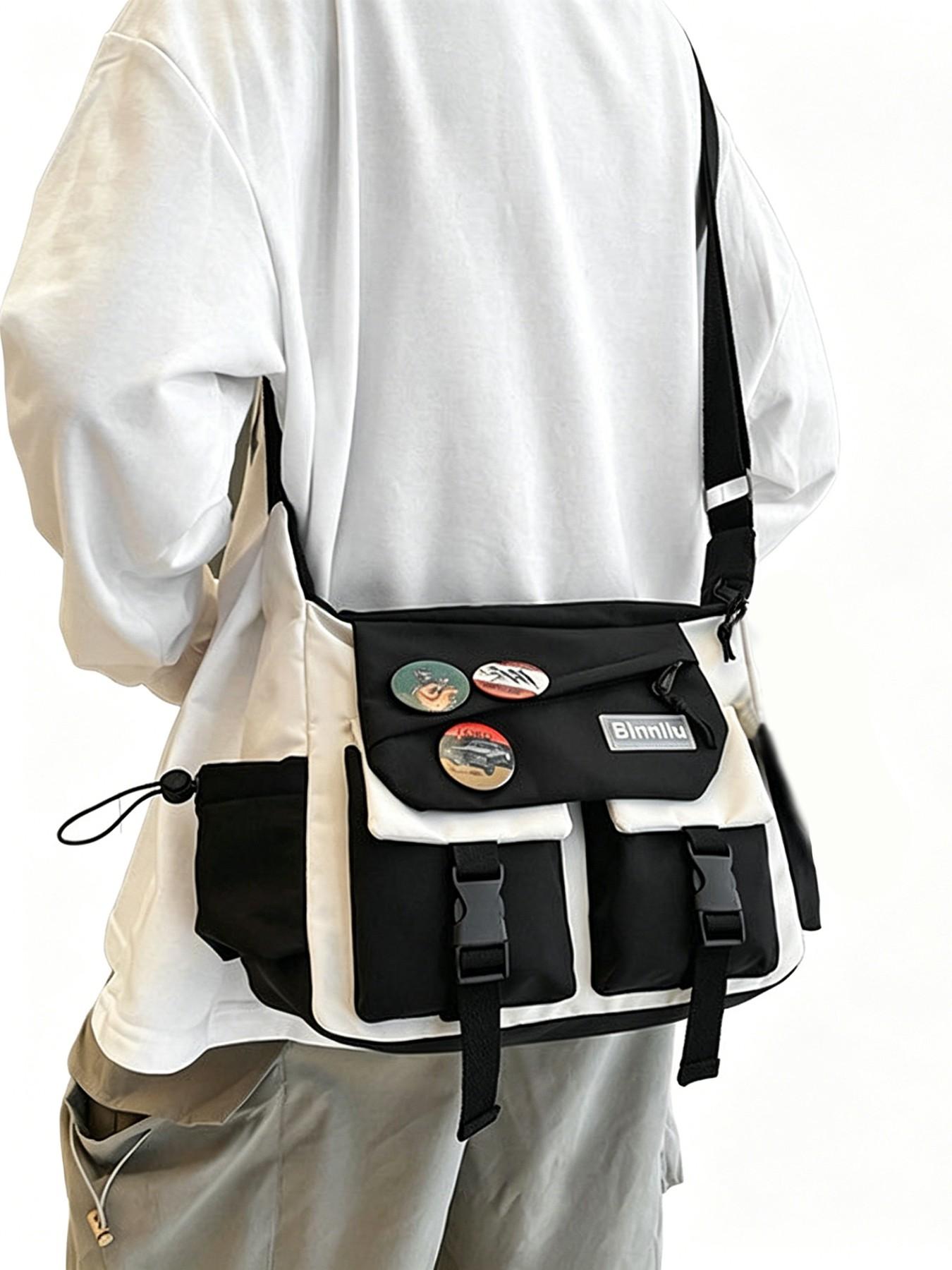 Unisex Nylon Adjustable Shoulder Strap Commuter Casual Crossbody Bags, Large Capacity Casual Colorblock Design, Ideal for Travel, Daily Use and Commuting