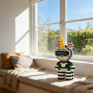 Zebra Unicorn 3D Puzzle Building Block Ornament, Home Office Bookshelf Decor, Party Decoration, Ideal Gift for Thanksgiving Christmas Halloween Easter