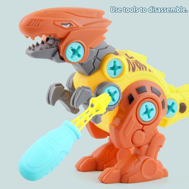 Removable Dinosaur Building Blocks Toy for Kids, Building Block Sets, 4-Pack DIY Dinosaur Toys, Dinosaur Stacking and Assembly Set, Educational Construction Kit with Storage Box, Includes Handheld Screwdriver, Dinosaur Gift for Boys and Girls Ages 3-5