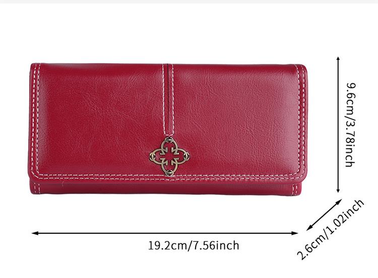 New stylish and simple women's soft leather long zipper wallet with multiple card slots and cute design