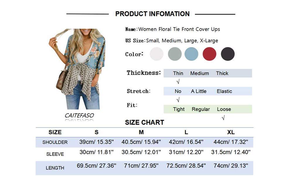 Goranbon Womens Floral Boho Patchwork Kimono Cover Ups Ruffle Short Sleeve Chiffon Lightweight Cardigans