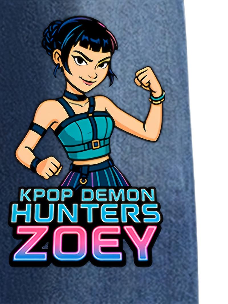 ‘Hunters Girl’ Printed Denim Jeans for Girls, Cute Portrait Graphic Jeans, Trendy Streetwear for Ages 8-12, Perfect for Young Fashionistas