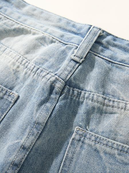 Men's Vintage Wash Tie-Dye Light Blue Jeans, Loose Straight Leg Denim Jeans, Casual Jeans, Y2K Style Streetwear, Perfect Gift for Boyfriend Husband