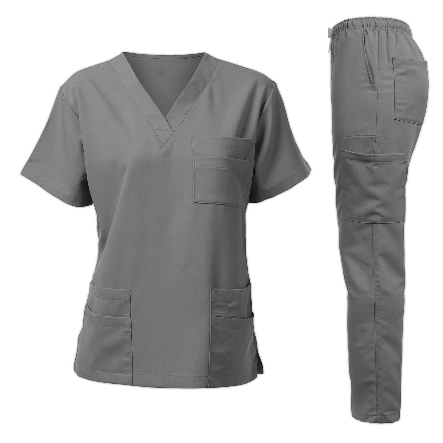 Unisex Short Sleeve Doctor Scrub Set, Comfortable Breathable Medical Uniform for Oral Hospital & Surgery, Top & Pants 2-Piece