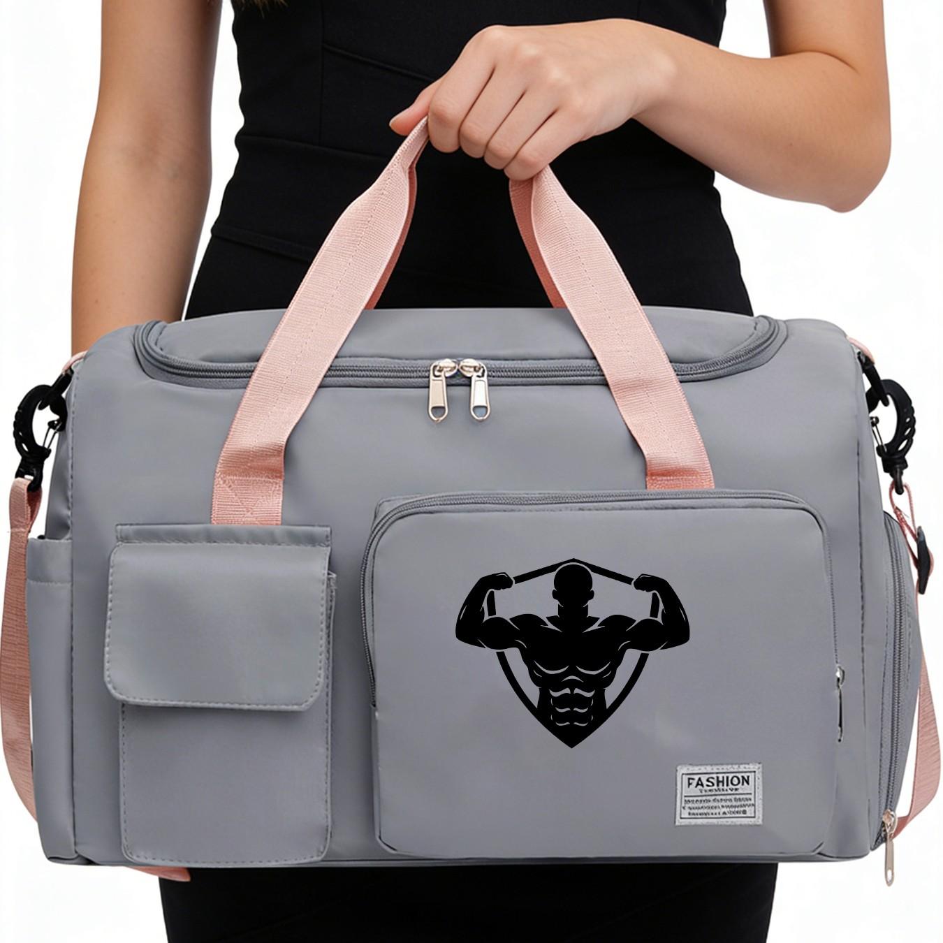 Men's Fitness Muscle Print Sports Bag, Large Capacity Handbag, Crossbody Training Bag, Yoga Backpack, Lightweight Travel Bag