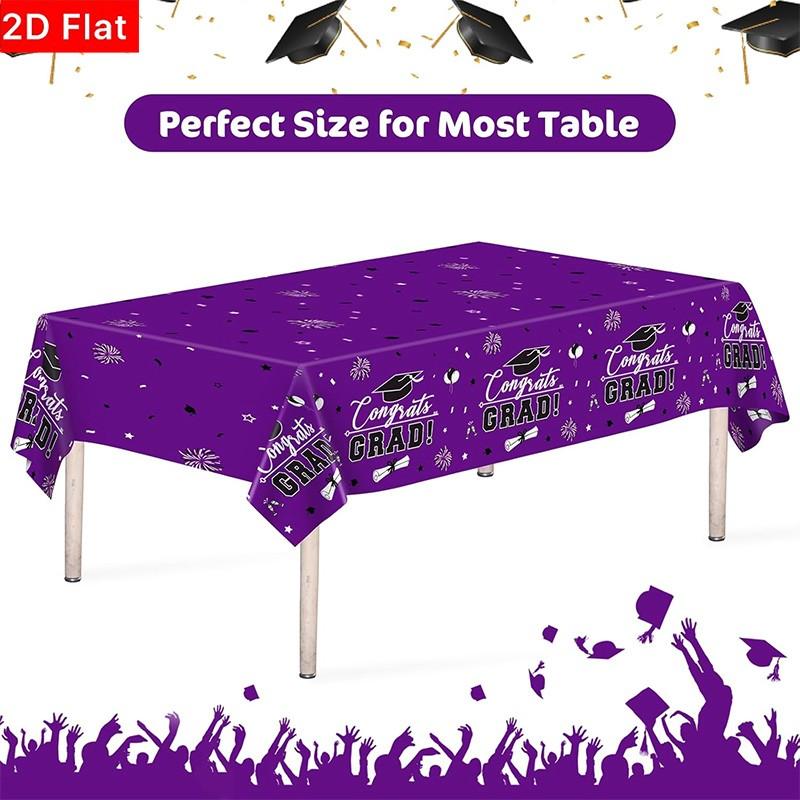 2D Flat Party Tablecloth 1pc, Graduation Theme Tablecloth, Rectangular, for 2026 Graduation Party Decor, No Power Required