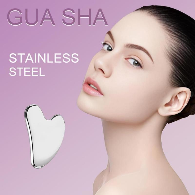 Stainless steel silver facial scraping board, used for shaping the face, chin, and jawline, can also massage the eyes, neck, and whole body, tighten the skin, and is a preferred beauty care gift