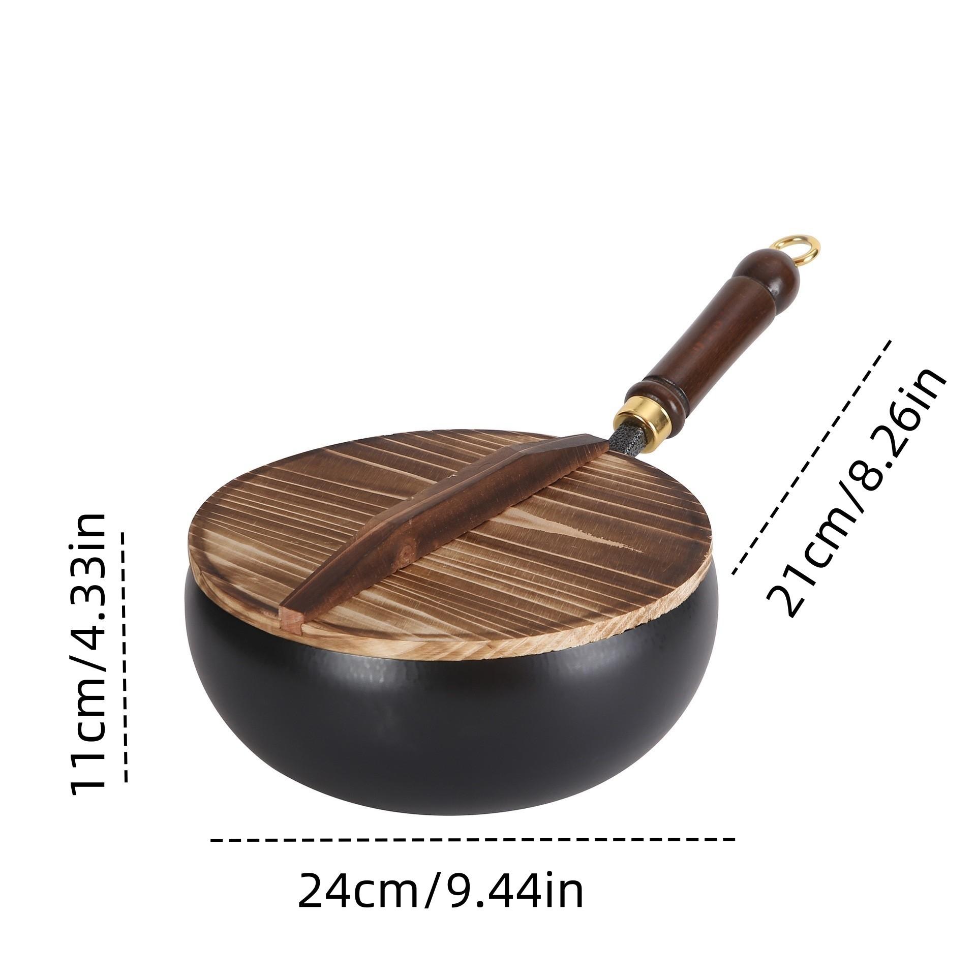 Handmade Zhangqiu Iron Wok 24cm, Traditional Design Big Belly Non-Stick Chinese Wok, Ideal for Stir-Fry & Stew, Durable Cooking Tool