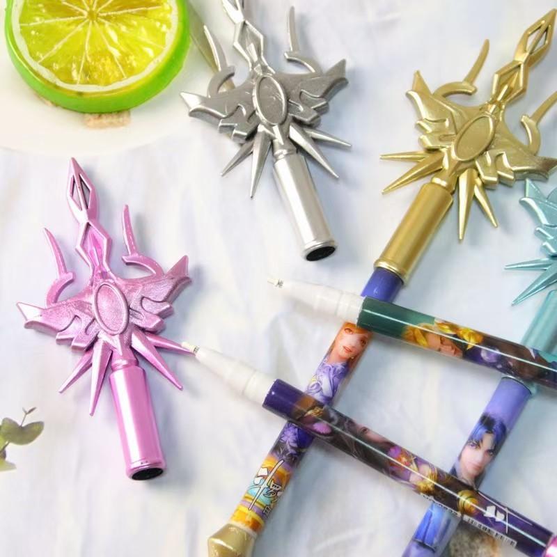 4pc Anime Weapon Design Pens, Trident Gun Ballpoint Pen, Creative Stationery Neutral Pen, Office Signature Pen, Ideal Gift for Back-To-School Season