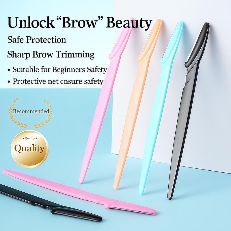 4pcs Beginner Eyebrow Razor Set, Stainless Steel Blades, Safe Hair Removal Tool, No Formaldehyde, Decorative Design, Eyebrow Trimmer Kit