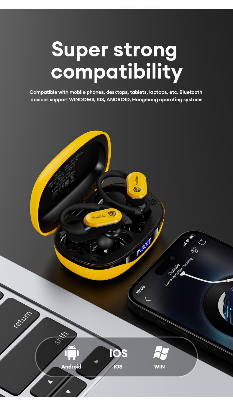 Transformers T26 Pro HIFI Sound Quality Bluetooth Earphones Dual Microphone ENC Noise Reduction Easy To Carry Fit Ear Design Comfortable To Wear