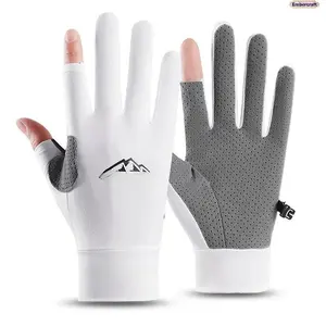 Fingerless Cycling Gloves for Men and Women, UV Protection Breathable Summer Gloves with Non Slip Grip, Lightweight Cooling Fabric for Driving, Fishing, Biking, Hiking and Outdoor Sports