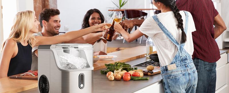 Silonn Ice Maker Countertop, Chewable Chrunchy Soft Ice, 33 lbs per Day, Self-Cleaning with handle, Portable Design, Kitchen Gadget, Xmas Gift Choice, Ideal for kitchen, family office, party, bar, Sonic Hospital Style Ice Silonn Ice Maker Countertop, Chewable Chrunchy Soft Ice, 33 lbs per Day, Self-Cleaning with handle, Portable Design, Kitchen Gadget, Xmas Gift Choice, Ideal for kitchen, family office, party, bar, Sonic Hospital Style Ice