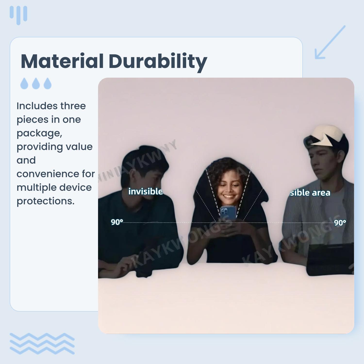 KAYKWONG'S Anti-Spy Tempered Glass Screen Protector, 3 Counts HD Privacy Phone Screen Protective Films, Phone Screen Tempered Glass Film Compatible with iPhone 6/7/8/XR/11/12/13/14/15 Pro Max/15 Plus/16/17 Air Series Accessories, Smartphone