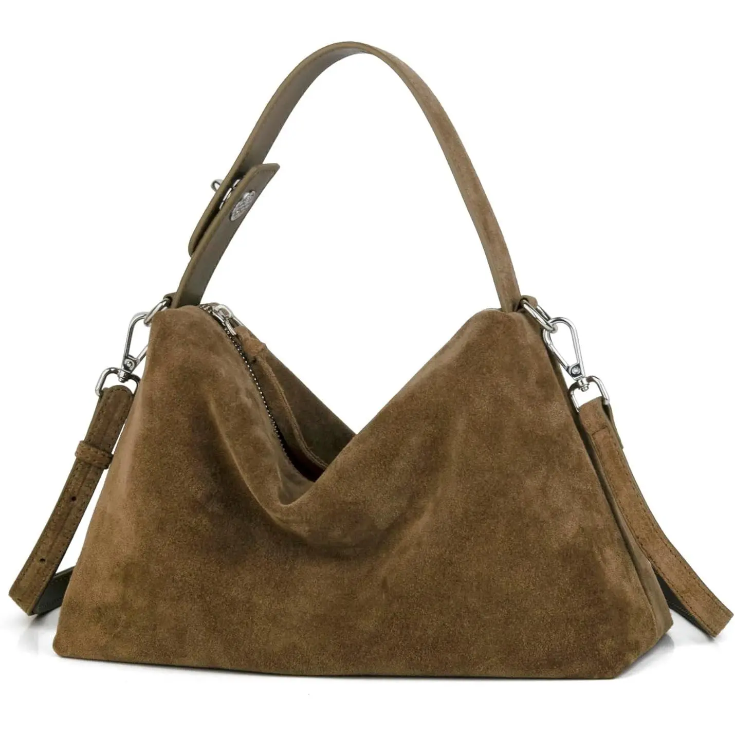 Premium Suede Leather Crossbody Bags for Women, Slouchy Suede Shoulder Bag with Adjustable Strap and Tote Handbag