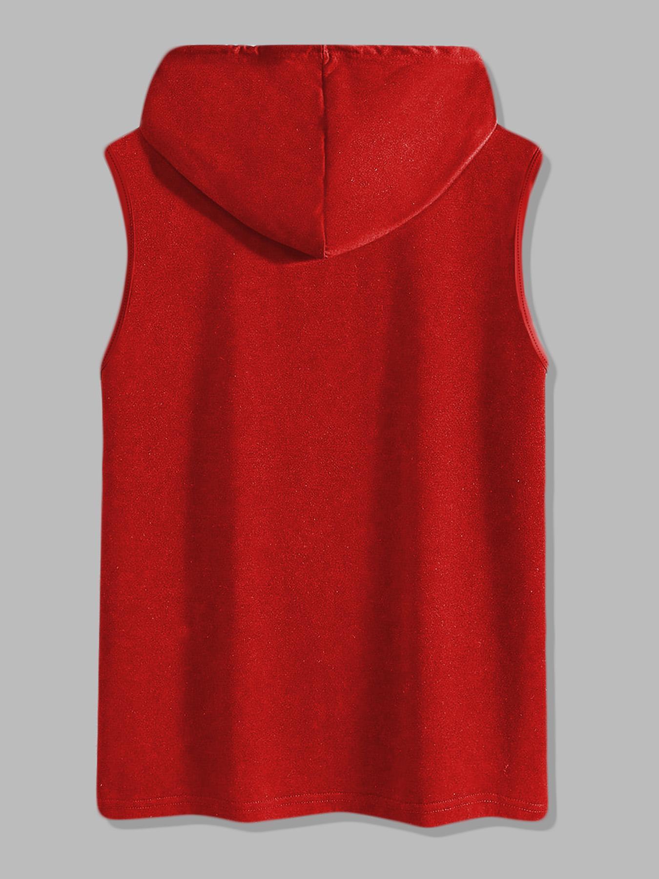 Men's Jesus Print Hooded Tank Top, Regular Fit Casual Sleeveless Hoodie Vest for Summer, Men's Top for Daily Wear, Workout Tank Top, Socks