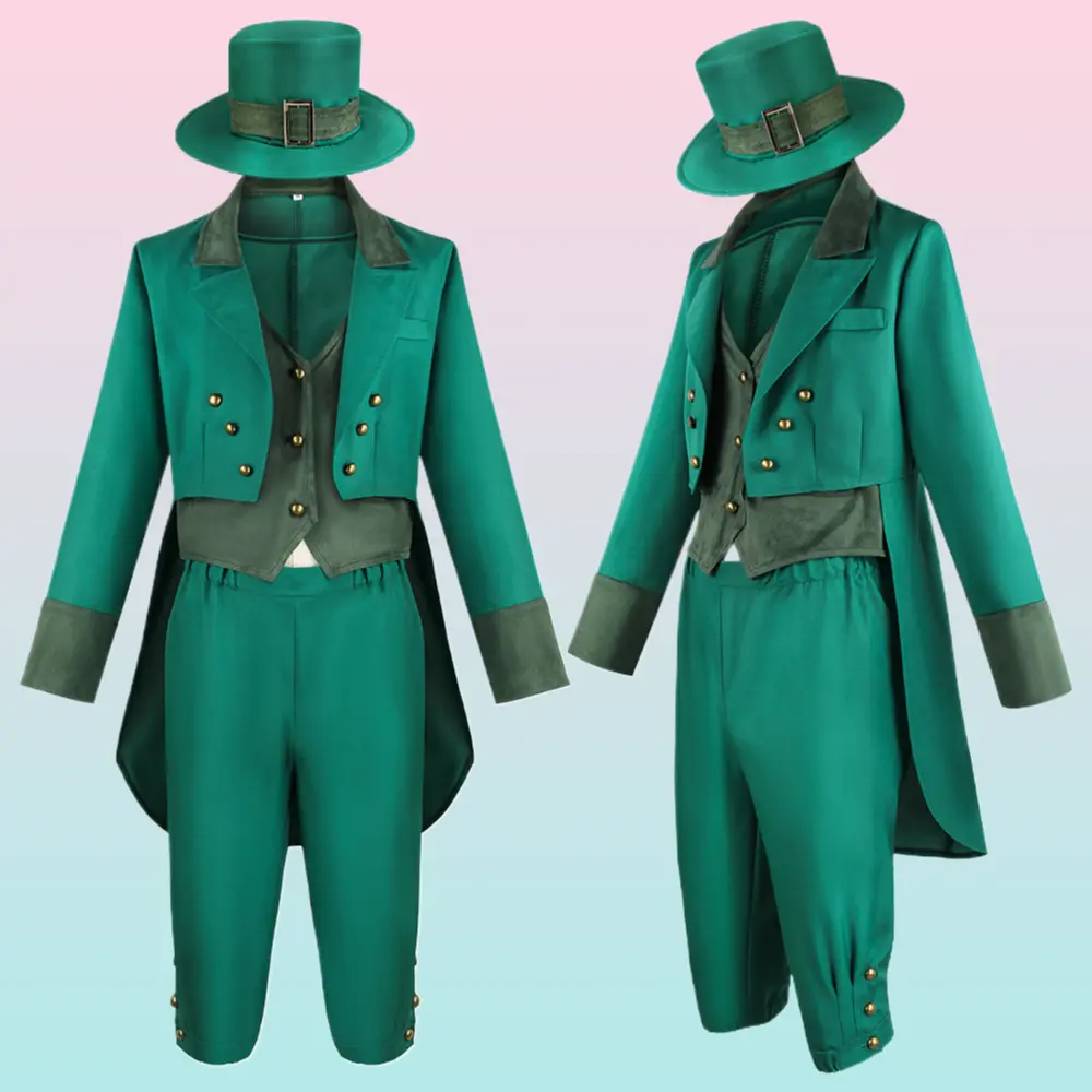 Irish Leprechaun Cosplay Costume Tailcoat Uniform Halloween Stage Performance Outfit
