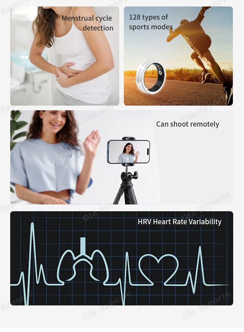 New Smart Ring Lady Heart Rate Sleep Health Monitor Menstrual cycle detection IP68 Waterproof Fashion Sport Rings Women Men