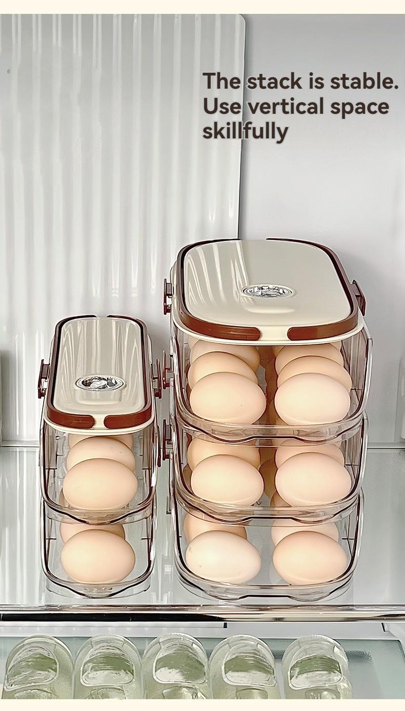 Egg Storage Box, Plastic Sealed Stackable Fridge Organizer, Shockproof Egg Rack, Kitchen Space-Saving Container, Home Use Essentials