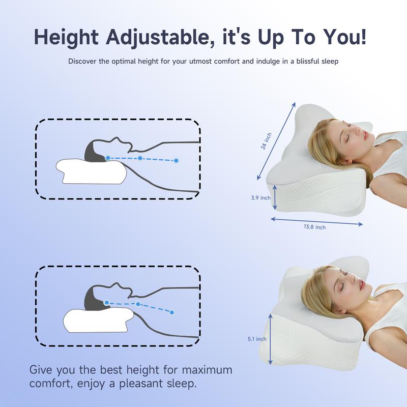 Z-Hom Cervical Memory Foam Pillow for Neck and Shoulder Pain Relief, Contour Ergonomic Pillow with Pillowcase, Breathable OEKO-TEX & CertiPUR-US Certified, Neck Support for Side, Back, Stomach Sleepers, Washable Cover, High Resilience Foam