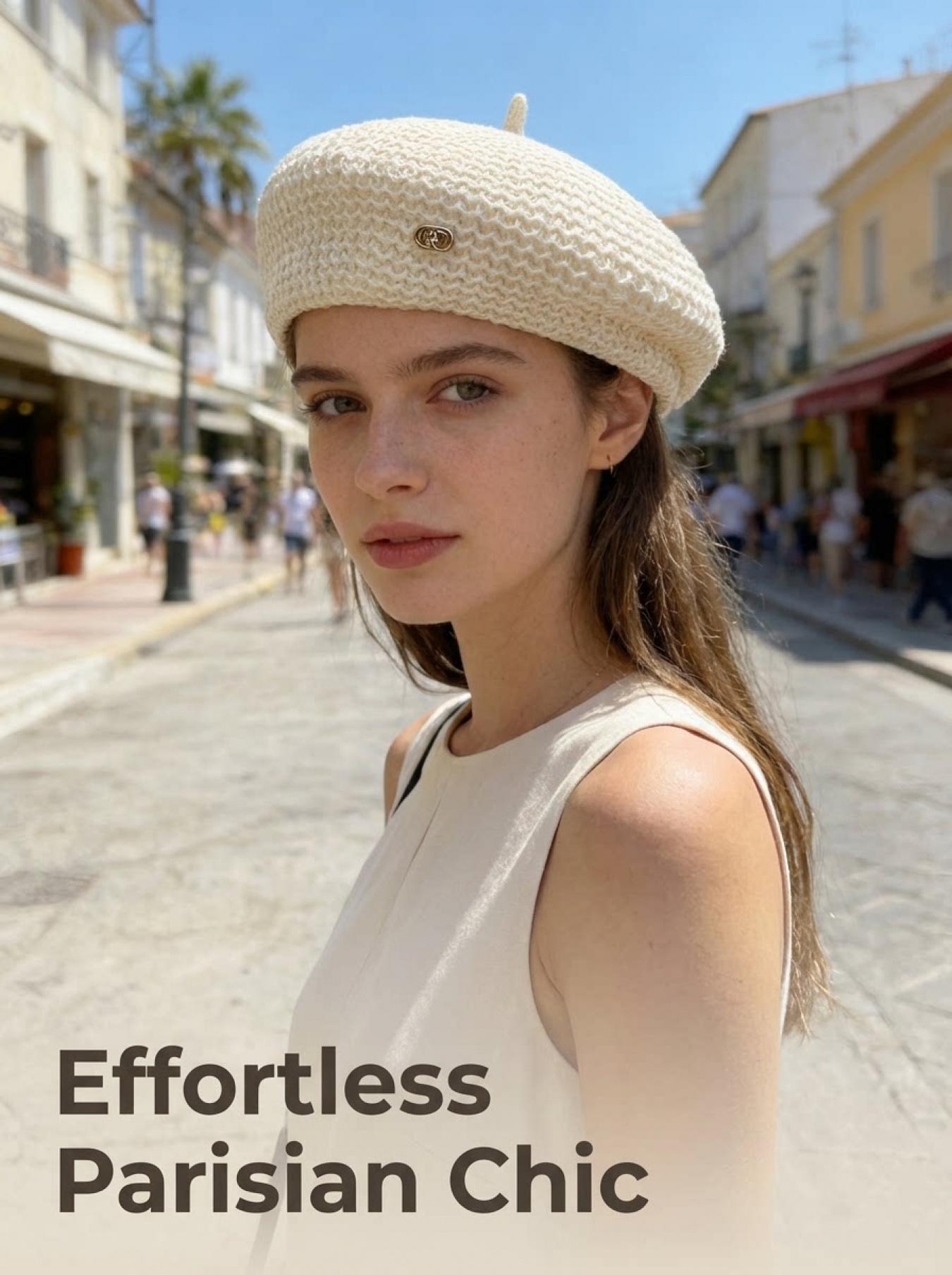 2026 Spring Summer New Hollow Out Pleated Beret Hat, Solid Color Small Charming Style, High Quality Sweet Elegant Beret, Sun Protection for Women, Lace-Trim Beret, Breathable island silk fabric for all-day comfort, Stylish Versatile chic style