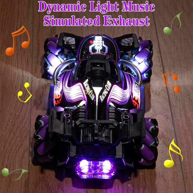 Cyber Neon Wind F1 Rc Stunt Cars Remote Control Car, LED Lights Music Effects, Dual Control Modes, Stunt Performances, Suitable for Ages 12+