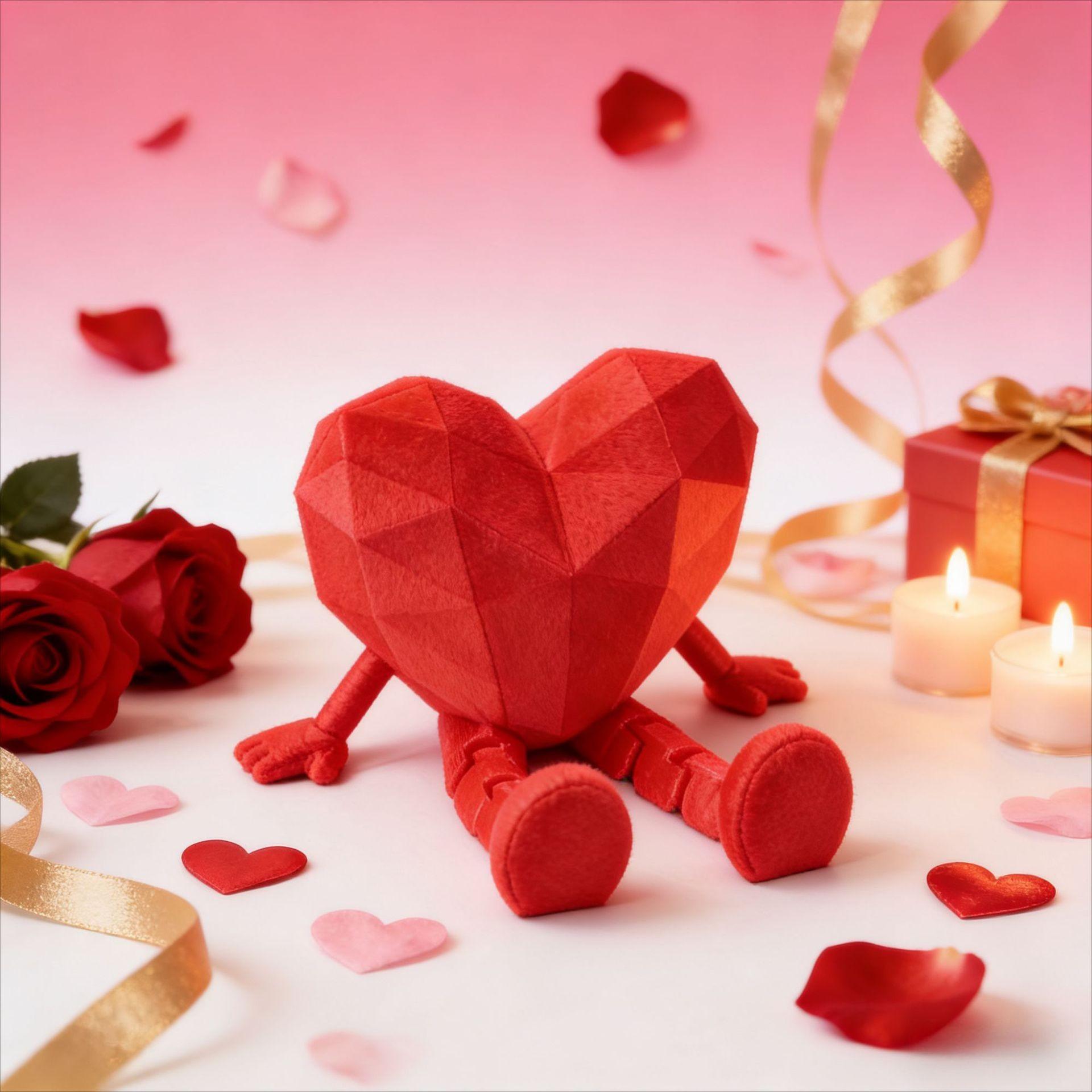 3D Printed Valentine's Day Gift, Heart Jointed Figure Ornament, Creative Craft Toy Doll, Unique Handmade Decoration