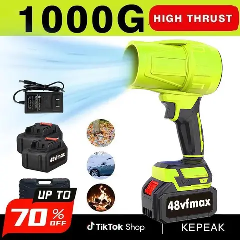 【Toolupgrade】Cordless Turbo Jet Blower - 850W Rated Pure Copper Motor, 650g Tools and Gadgets, Adjustable Speed, Dustproof, Heat Resistant, Batteries Included, Car Wash Cleaning, Handheld Garden Maintenance Tool, Holiday Gift