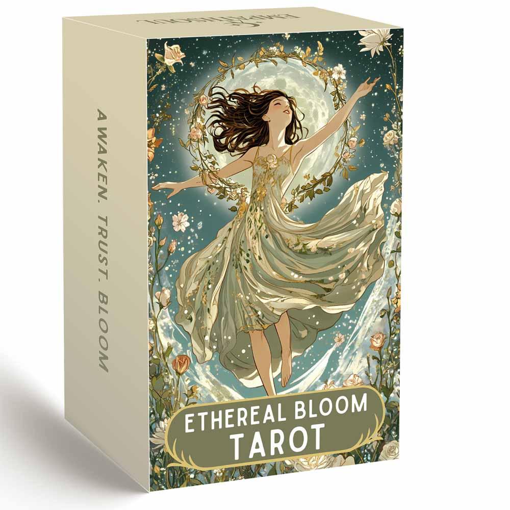 Ethereal Bloom Tarot Cards Deck, Classic Tarot Cards, 78 Pieces, 13x8 Cm, Traditional Design, Trust Flower Theme, Includes Paper Guide, Perfect for Divination Games